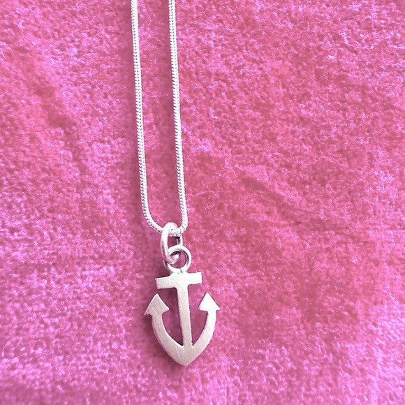 ✨Jane Diaz 10k Rose Gold ⚓️Anchor Charm Necklace w/ Sterling Silver Chain 16”✨ - Picture 3 of 4